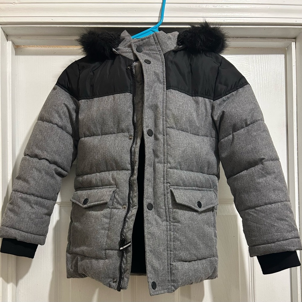 Cozy Gray and Black Kids Puffer Jacket